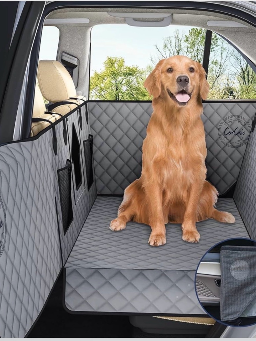 Dog car seat cover for back seat waterproof pet hammock door protectors